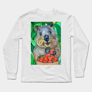 Quokka with Strawberries Long Sleeve T-Shirt